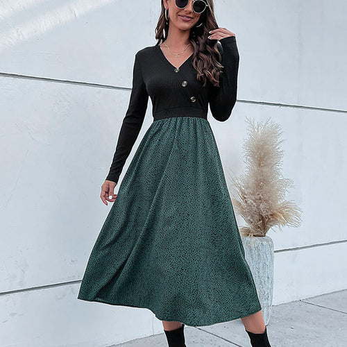 Damen Elegantes Maxikleid mit V-Ausschnitt und Taillengürtel Echo Archiv