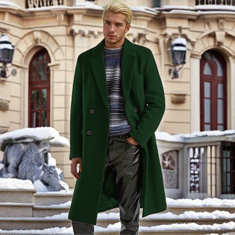 Herren eleganter doppelreihiger Wollmantel Echoarchiv
