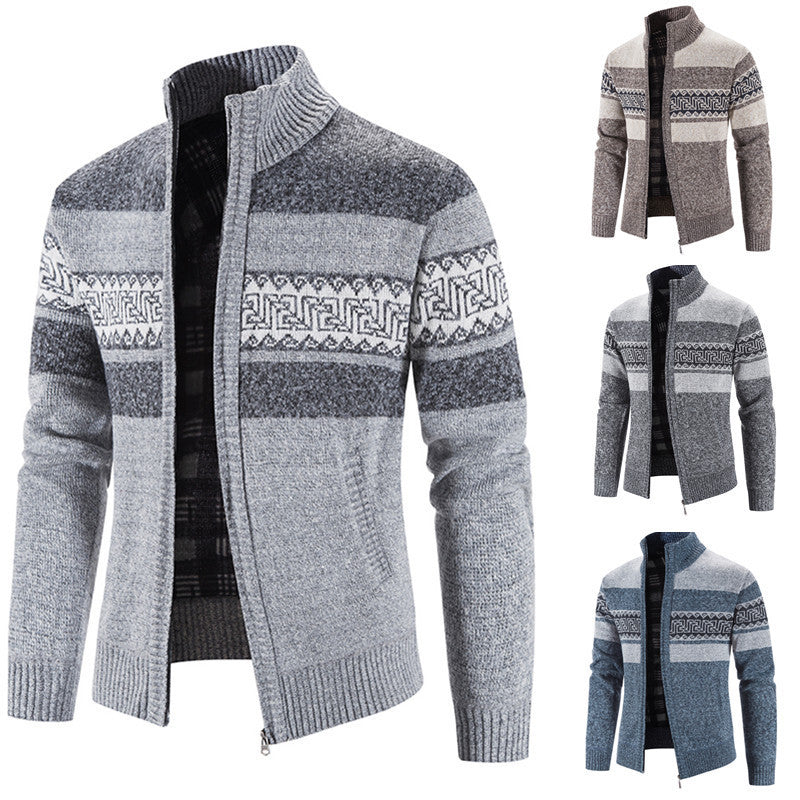 Herren gemütlicher Strickjacke mit Zip-Kragen Echoarchiv