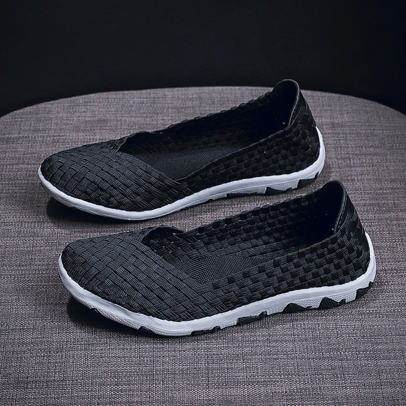 Damen nan gestrickter Slip-On Freizeitschuh mit geflochtenem Obermaterial und rutschfester Flexsohle Echo Archiv