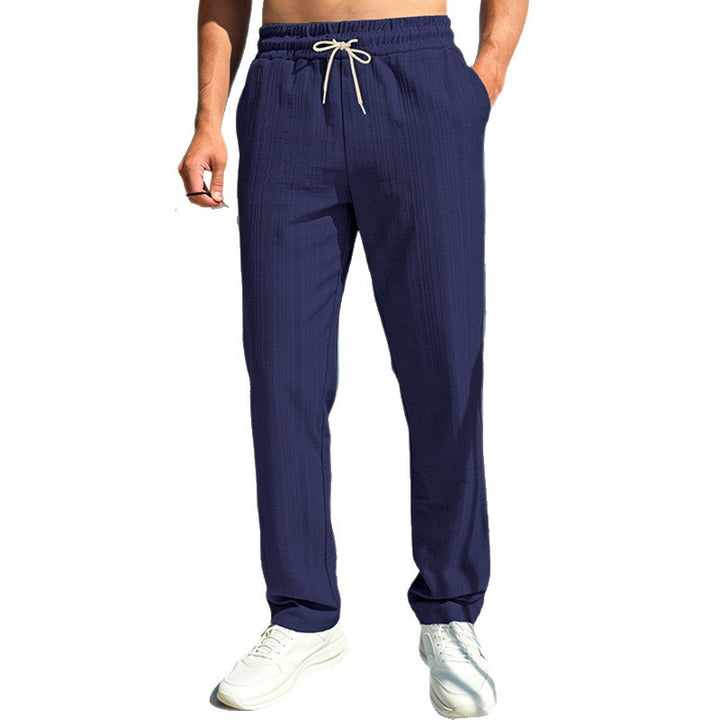 Herren Maritime Freizeit-Hose mit tonaler Rippstruktur, Kordelzug & Seitentaschen – Sorevano