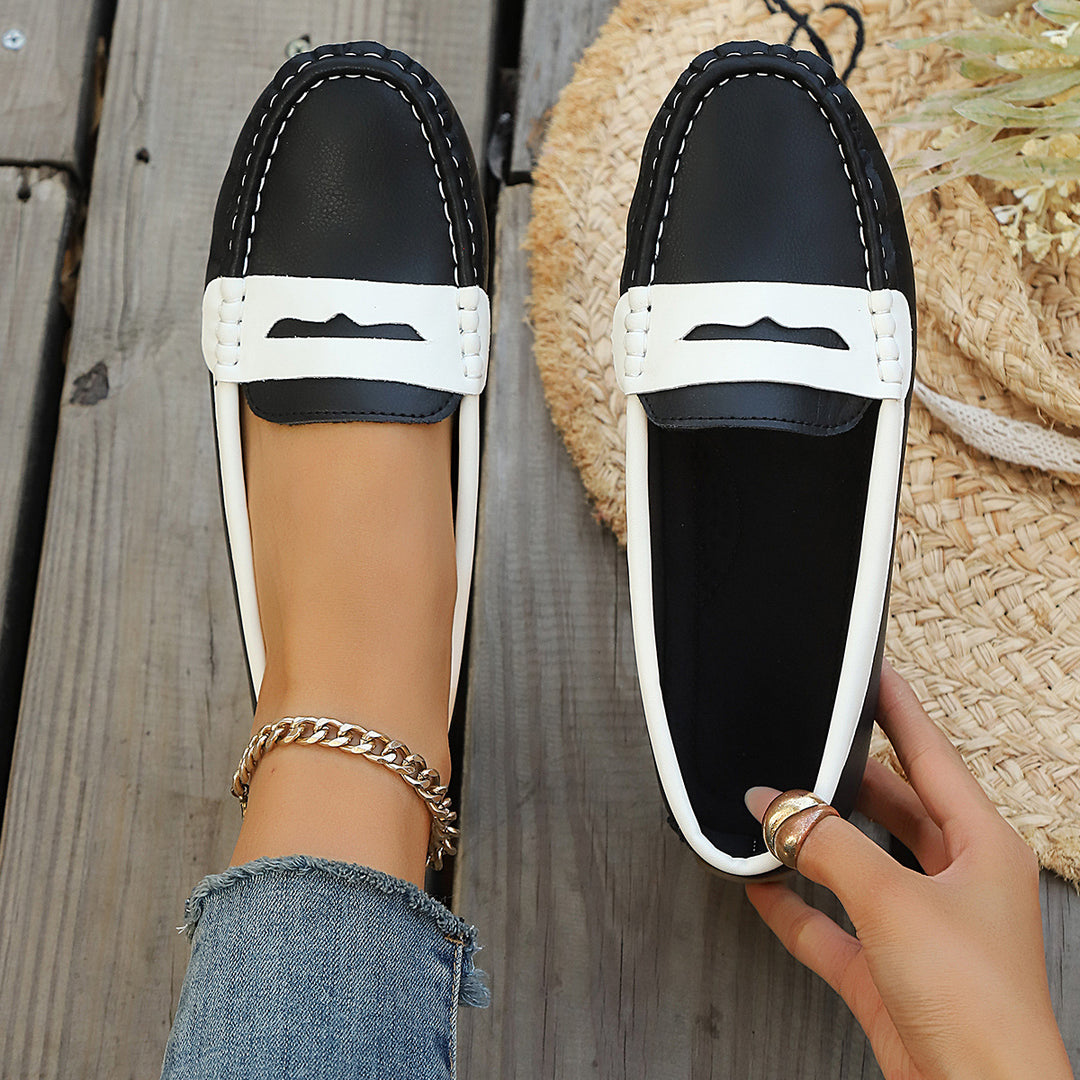 Damen klassische Penny-Loafer aus weichem Kunstleder mit gesteppter Rahmennaht und gepolsterter Komfortinnensohle – Lioré