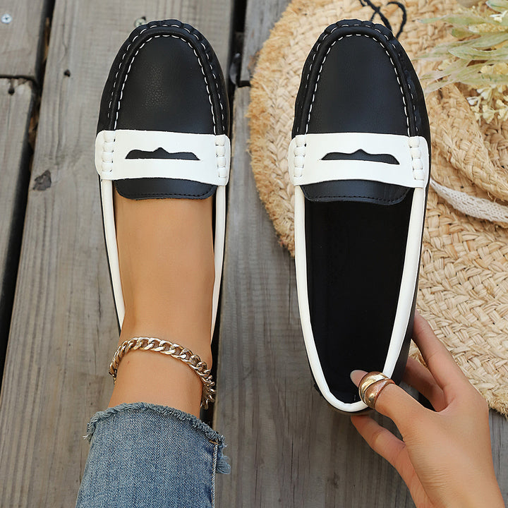 Damen klassische Penny-Loafer aus weichem Kunstleder mit gesteppter Rahmennaht und gepolsterter Komfortinnensohle – Lioré