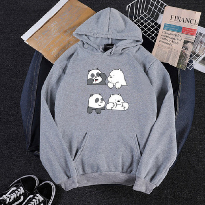 Unisex Kapuzenpullover mit niedlichem Comic-Tierprint, Kängurutasche und weichem Fleece-Innenfutter – Auréline