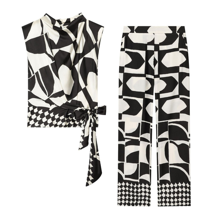 Damen Weite Palazzohose mit grafischem Allover‑Print und hoher Bundpassform Echo Archiv