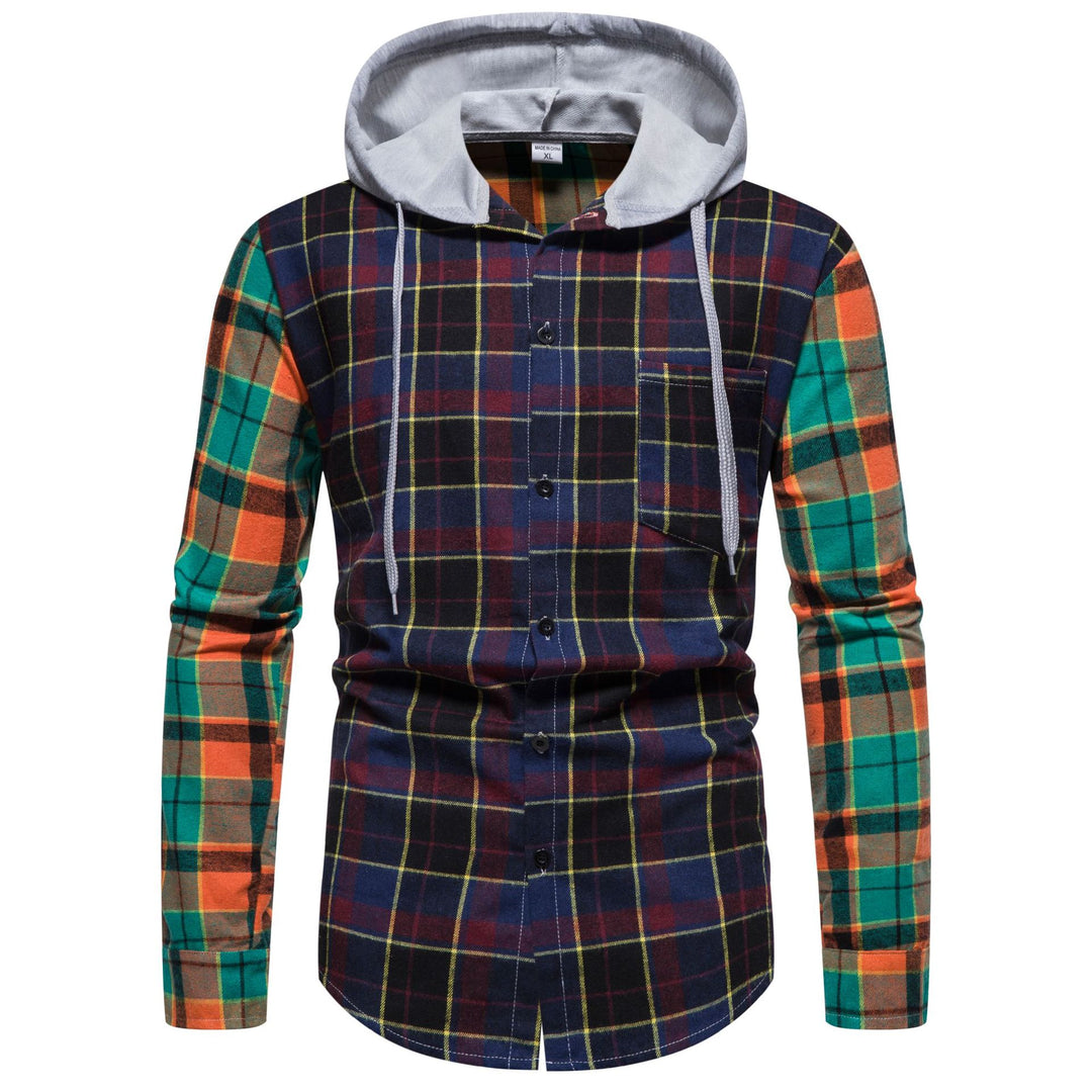 Herren Flanellhemd mit Kapuze und kariertem Design Echoarchiv