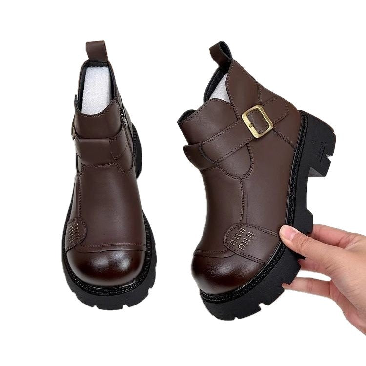 Damen Modische Stiefeletten mit Schnallen-Detail Echo Archiv