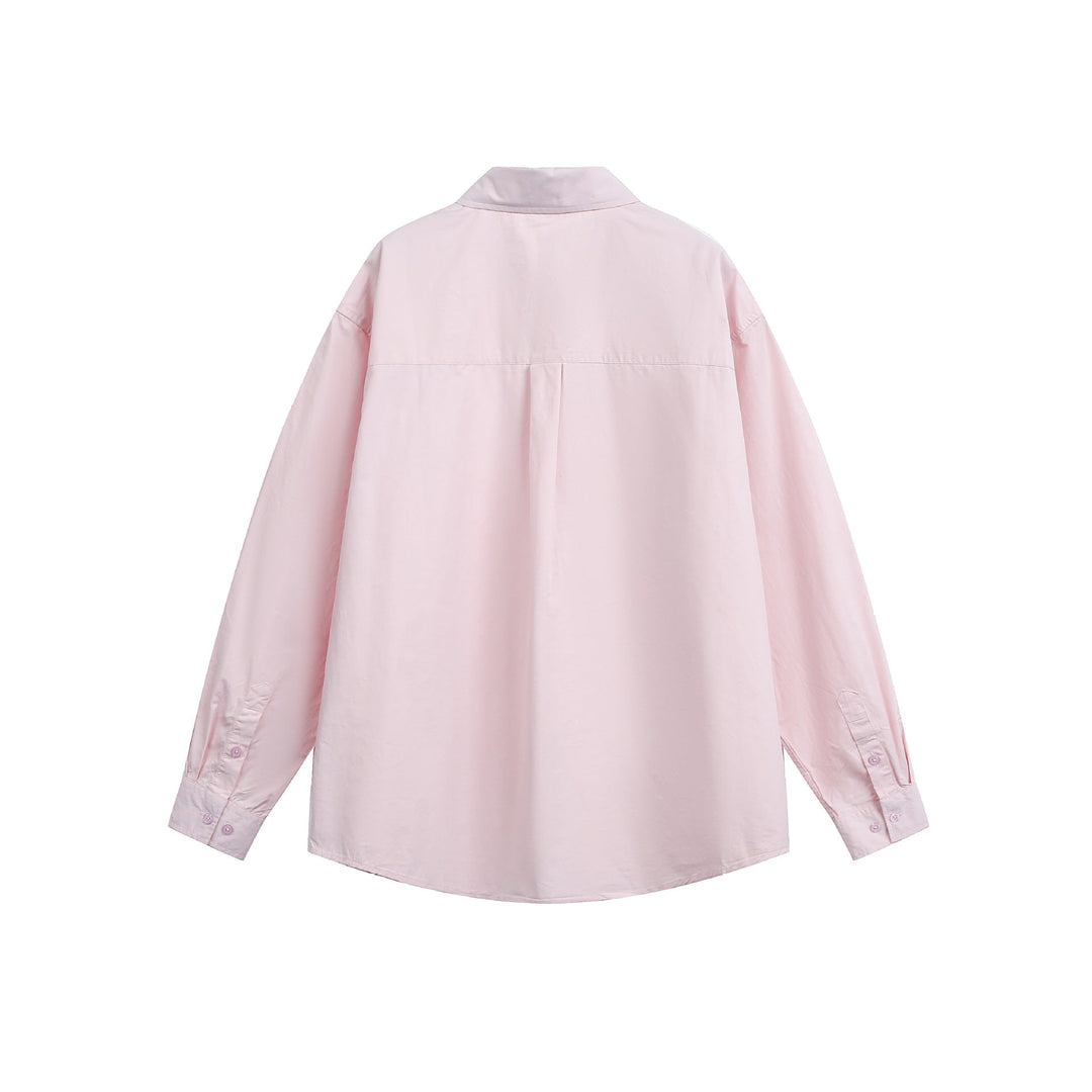 Damen Oversize-Casual-Hemd mit Drop-Shoulder und Brusttasche Echoarchiv