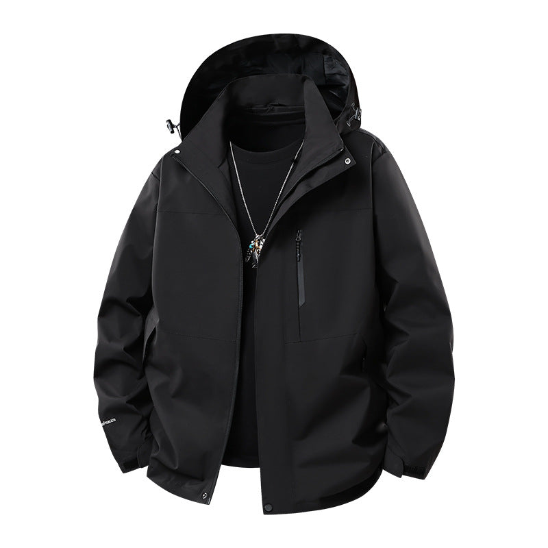 Herren Technische Softshell‑Regenjacke mit verschweißten Nähten, verstellbarer Kapuze und wasserabweisenden Reißverschlüssen Echo Archiv
