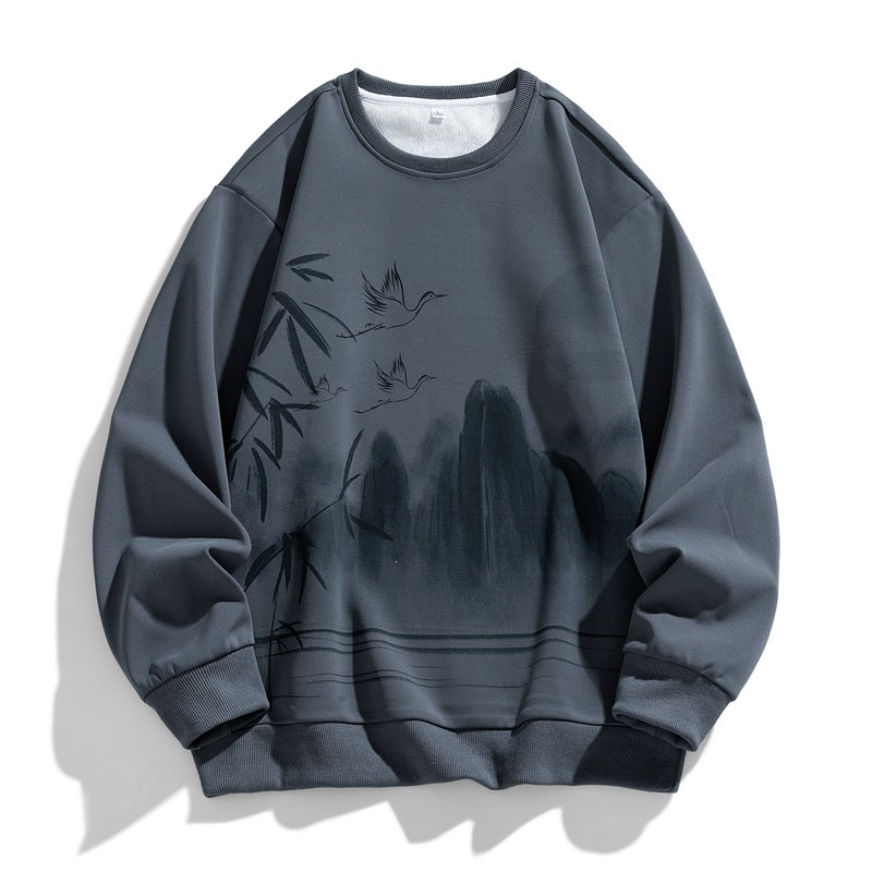 Unisex Oversize‑Sweatshirt mit Pinsel‑Print & geripptem Saum Echoarchiv