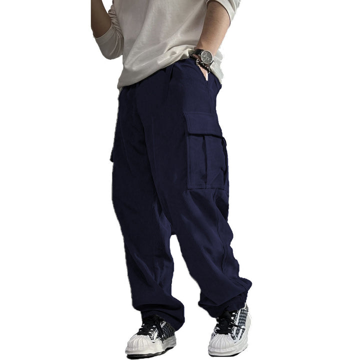 Herren Weite Cord-Cargo-Hose mit Tunnelzug, Elastikbund & Multifunktionstaschen – Bravaro