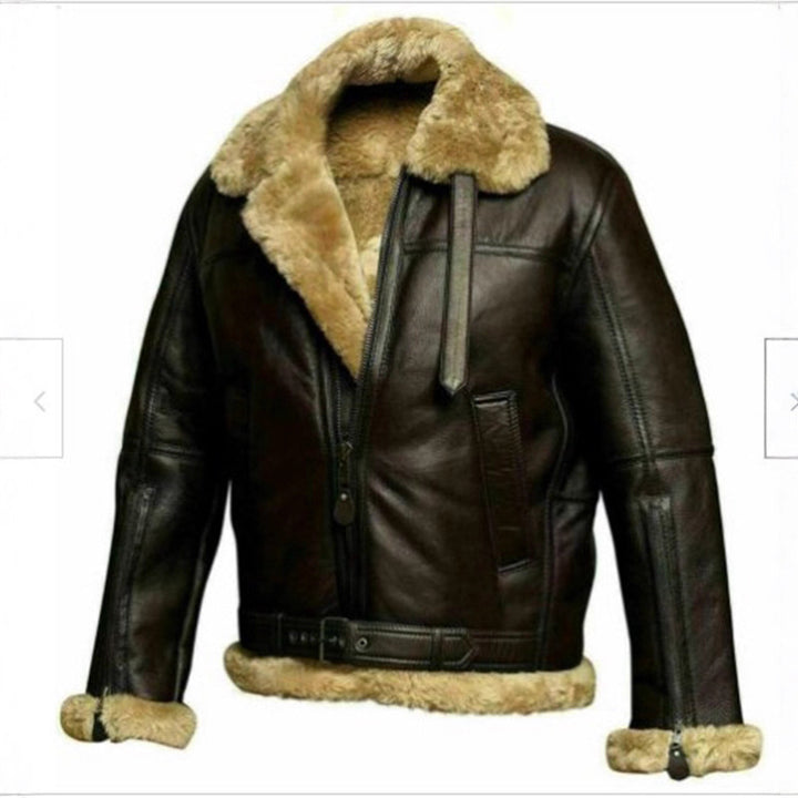 Herren Lederjacke mit Kunstfellkragen Echoarchiv