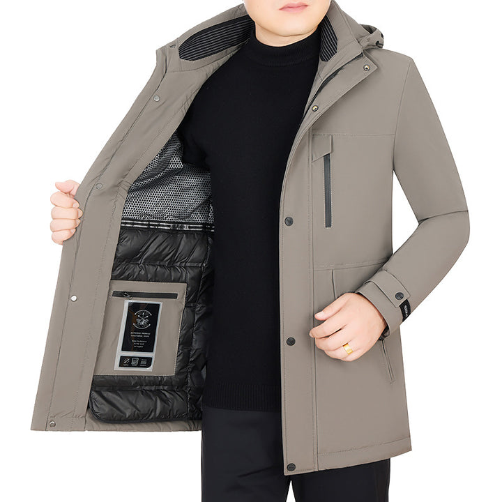 Herren Wasserabweisender Parka mit herausnehmbarer Kapuze und integrierter Smartphone-Innentasche – Taviero