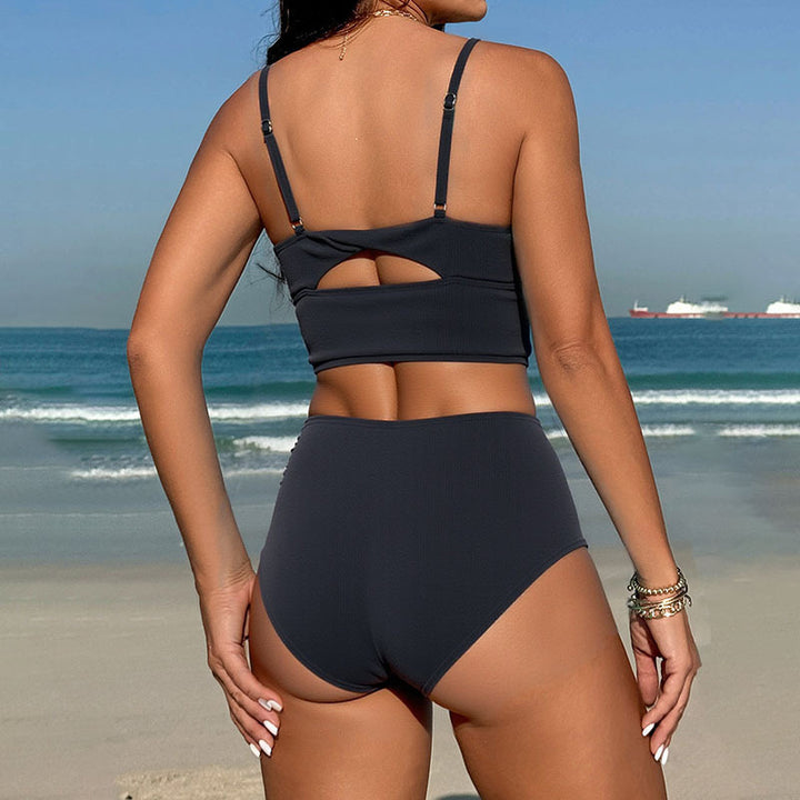 Damen Hochgeschnittener Bikini mit raffiniertem Oberteil und elastischem Bund Echo Archiv