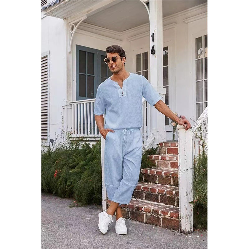 Herren lässiges Freizeitanzug-Set mit stylischem Knopfleisten-Design Echoarchiv