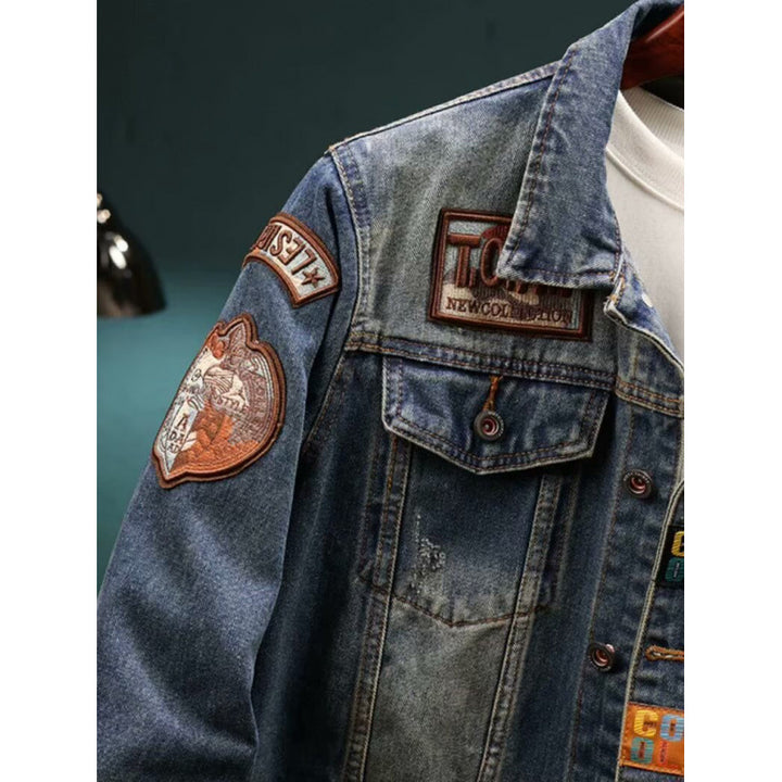 Herren Modische Denimjacke mit gestickten Details Echo Archiv
