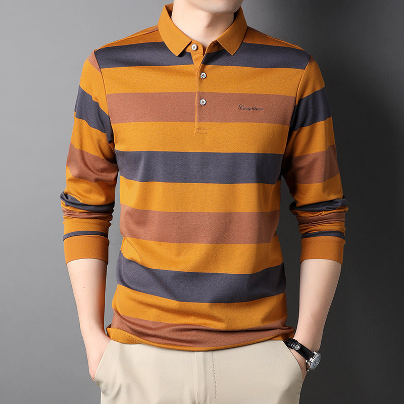 Herren langärmliges Polohemd mit gestreiftem Design Echoarchiv