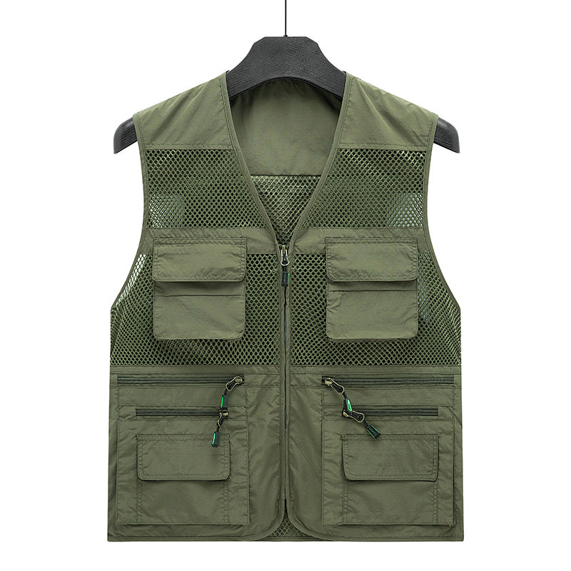Herren Leichte Mesh-Utility-Weste mit vielen Reißverschluss- und Klapptaschen für Outdoor und Fotografie Echoarchiv