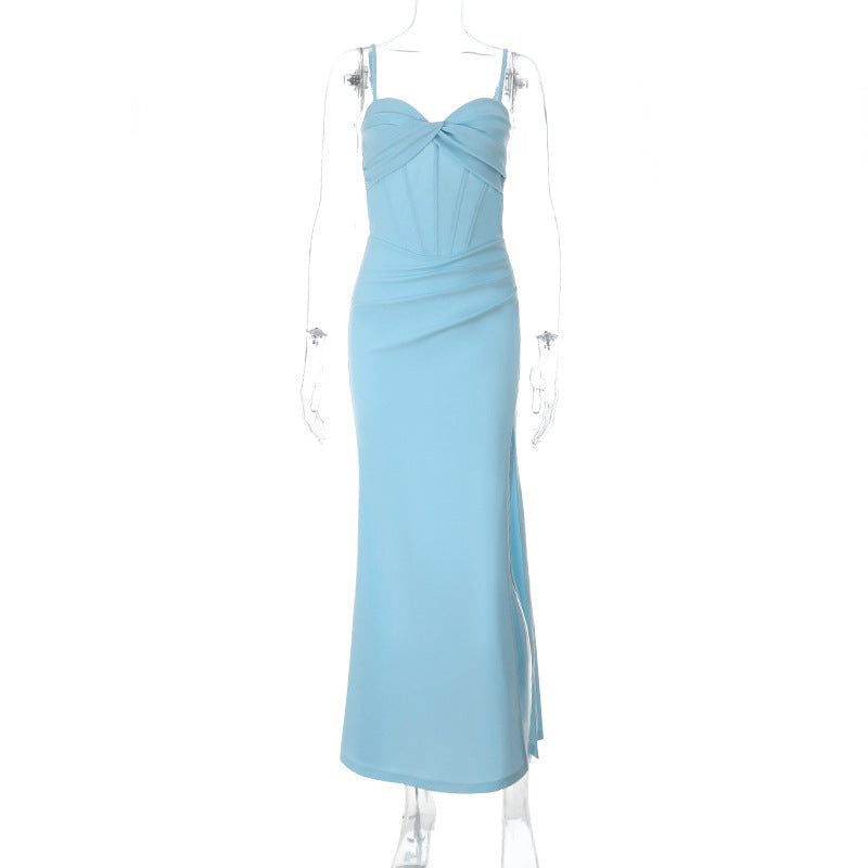 Damen elegantes Maxikleid mit romantischem Wickeloberteil und hochgeschlitztem Design Echo Archiv