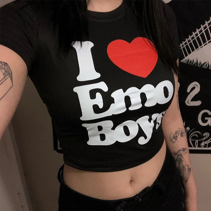 Damen Crop-T-Shirt mit kreativem Skelettdesign und inspirierendem Schriftzug Echo Archiv
