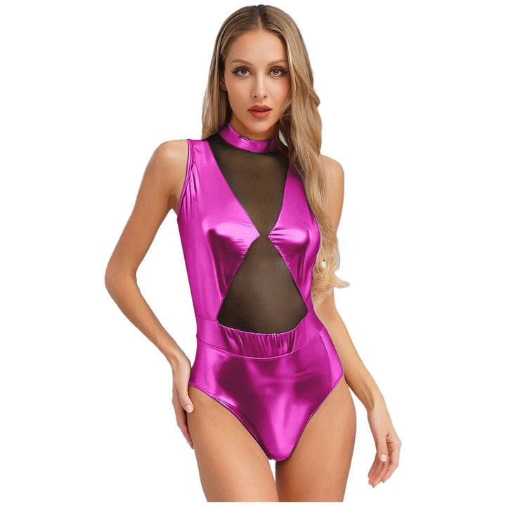Damen Einteiler Badeanzug mit transparenten Einsätzen und schimmerndem Design Echo Archiv