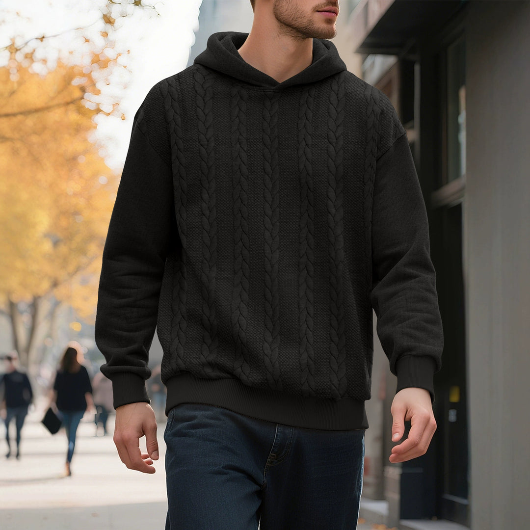 Herren Kapuzensweater mit innovativer Strickstruktur Echoarchiv