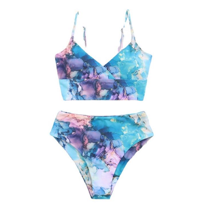 Damen Bikini-Set mit gekreuztem Oberteil und floralen Details Echo Archiv
