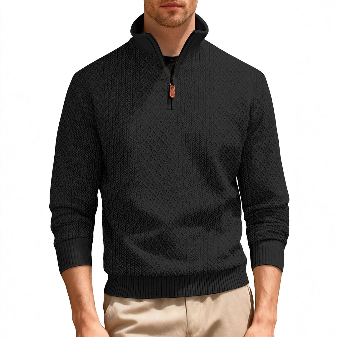 Herren lässiger Stehkragen Pullover mit strukturierter Strickqualität Echoarchiv