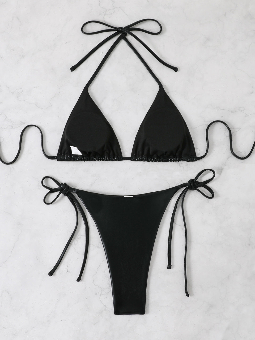 Damen Glänzendes Triangel-Bikini-Set mit verstellbaren Bändern Echo Archiv