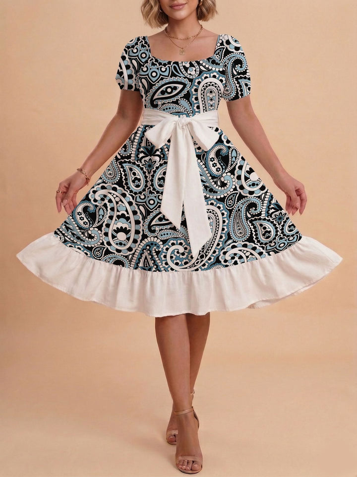 Damen Verspieltes Maxikleid mit Bärenmuster und taillierbarem Band Echo Archiv