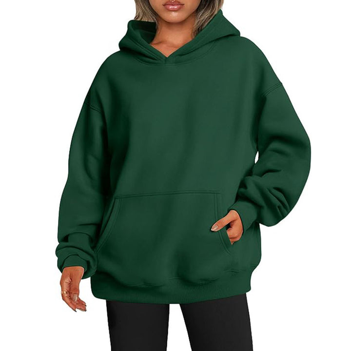 Damen nan Oversize-Kapuzenpullover mit verlängertem Rückenteil, innen angerautem Fleece und Kängurutasche Echo Archiv