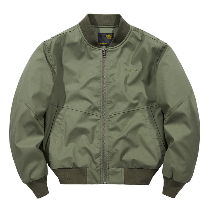 Men's water-resistant commuter bomber jacket with metal front zip ribbed trims and angled welt pockets – Brevano