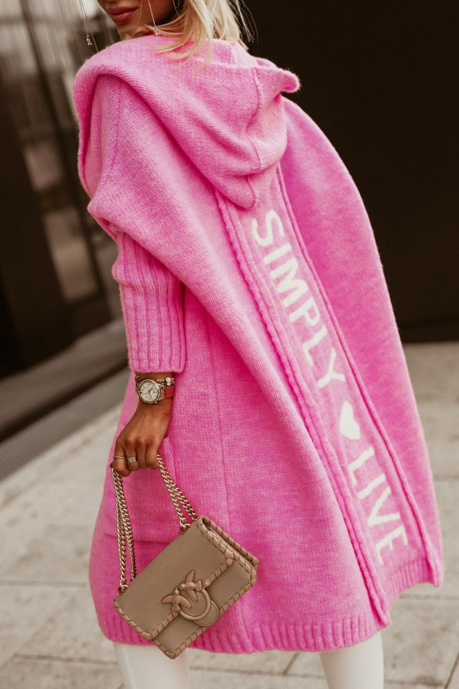 Damen Langarm-Strickmantel mit praktischen Taschen und offener Front Echoarchiv