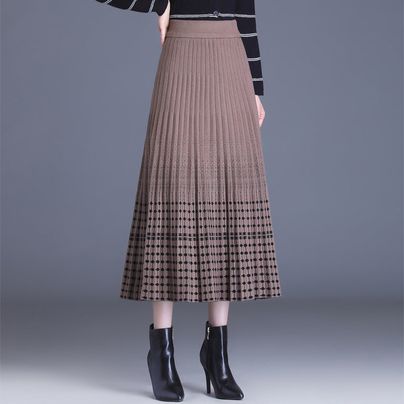 Damen Plissierter Maxirock mit eleganten Muster Echo Archiv