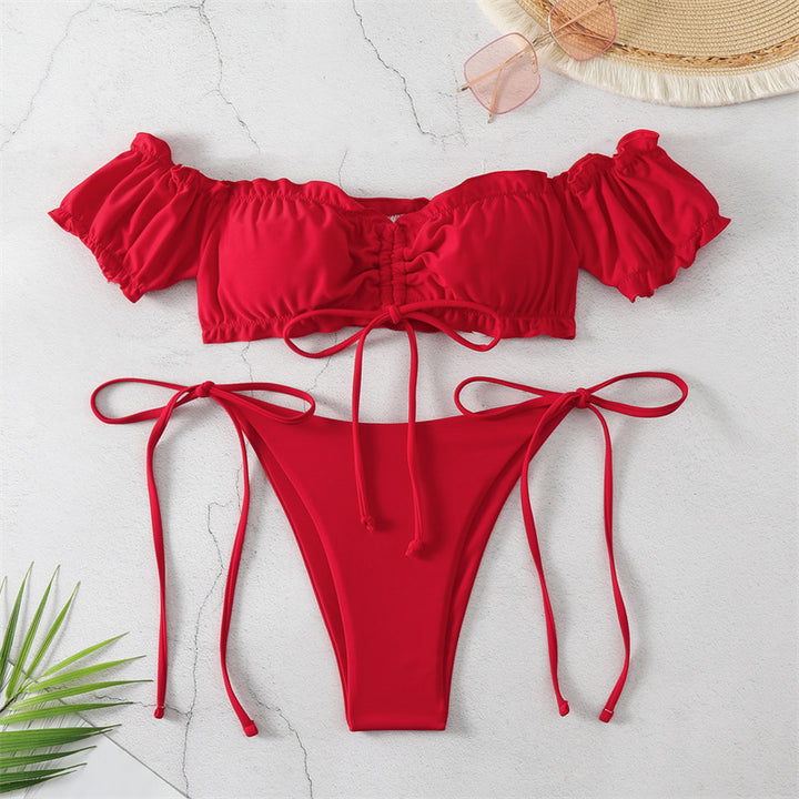 Damen Bikini-Set mit Rüschenausschnitten und eleganten Bindebändern Echo Archiv