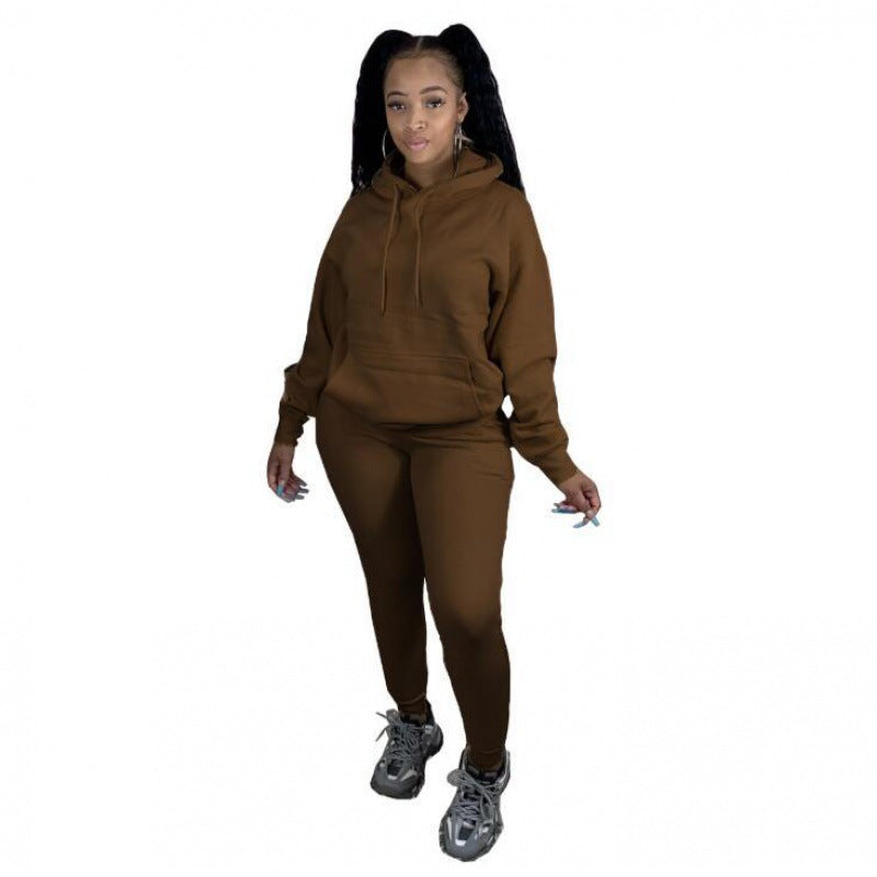 Damen Zweiteiliges Freizeitset mit Oversize Kapuzenpullover und Leggings mit hohem Bund, schmaler Passform – Élanora