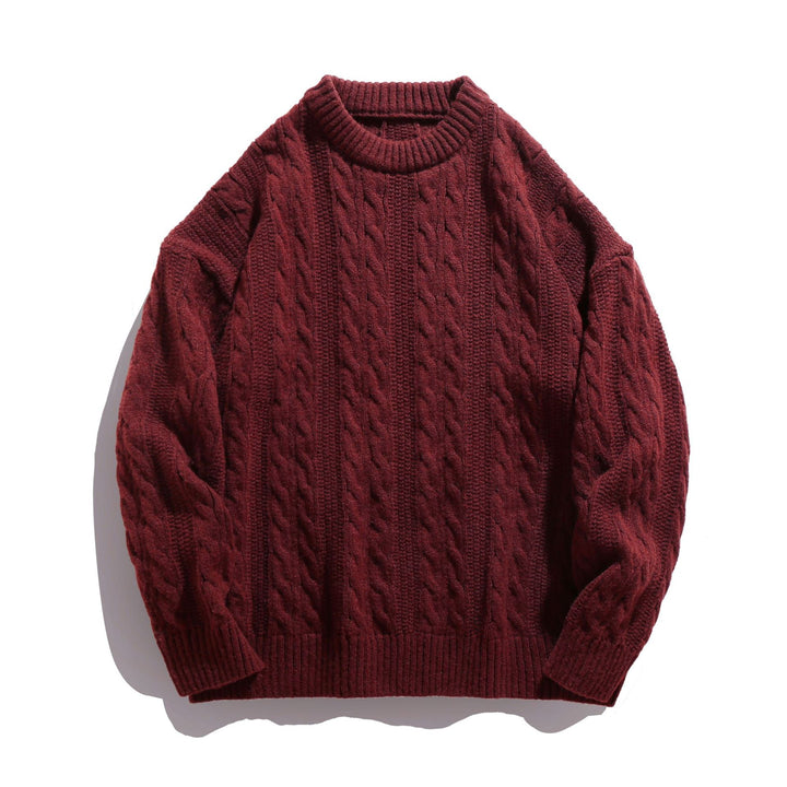Unisex Zopfstrick-Oversize-Pullover mit grobem Rippenbund und kastigem Schnitt Echo Archiv