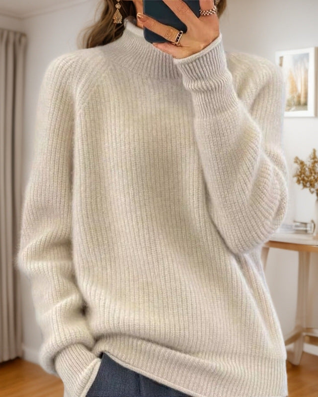 Damen nan kuscheliger Strickpullover mit Stehkragen und Rippstruktur Echo Archiv