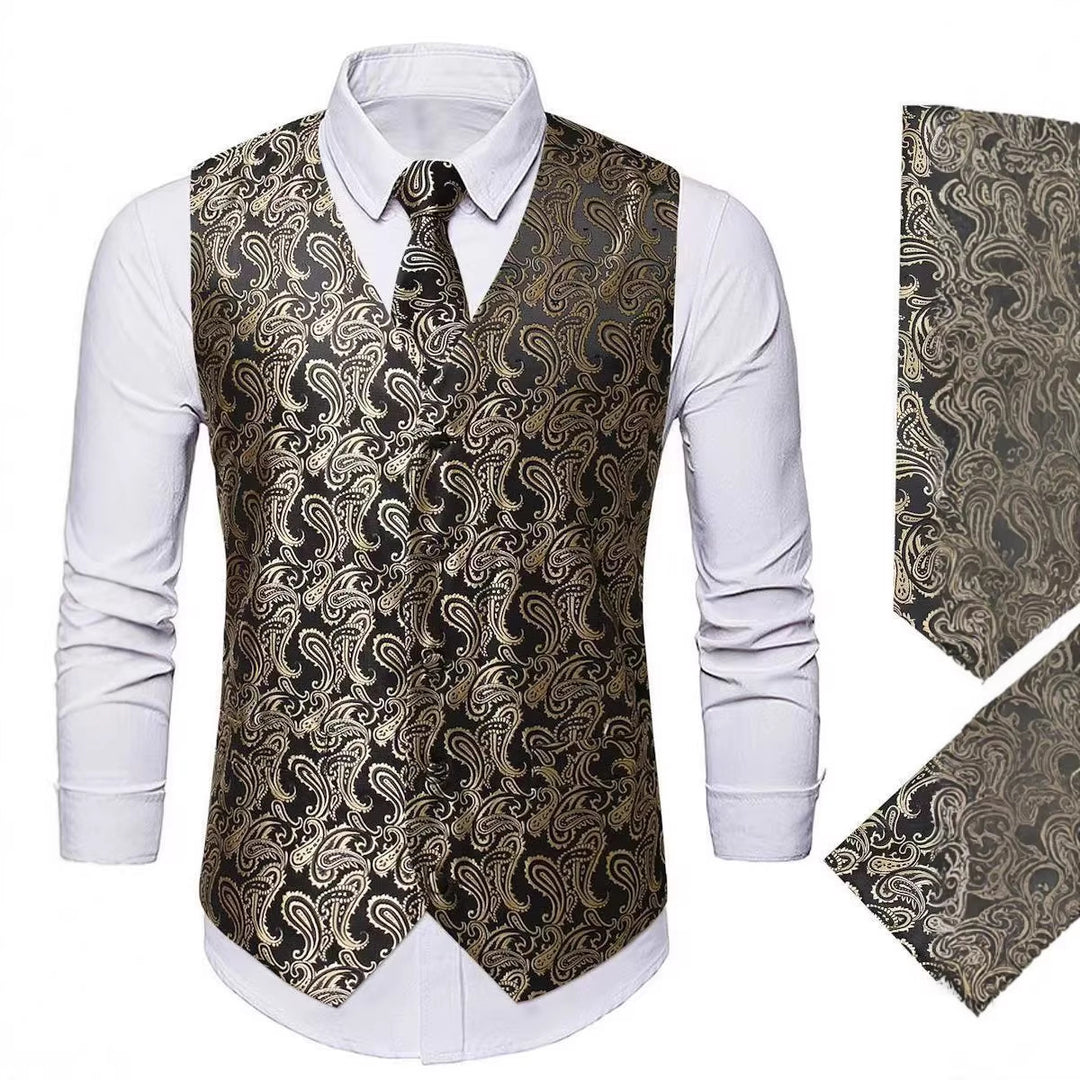 Herren nan Paisley Satin Anzugweste Set mit Krawatte und Einstecktuch Echo Archiv