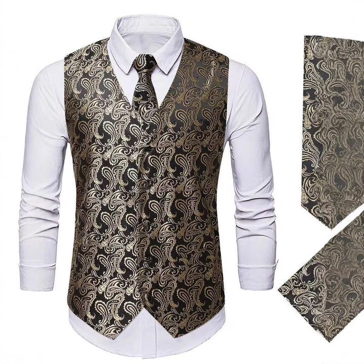 Herren nan Paisley Satin Anzugweste Set mit Krawatte und Einstecktuch Echo Archiv