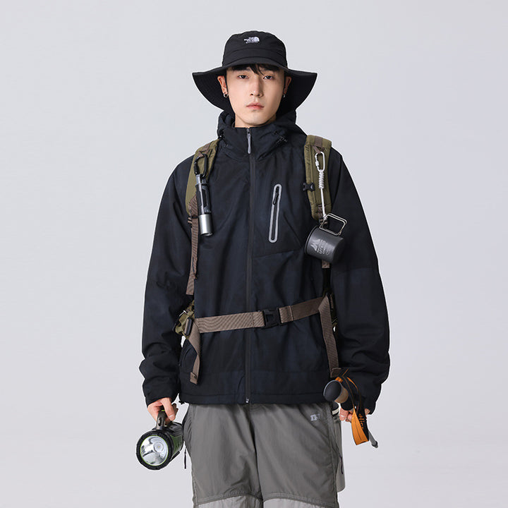 Herren Technische Regenjacke mit Kapuze wasserdichter Shell und reflektierender Brusttasche Echo Archiv