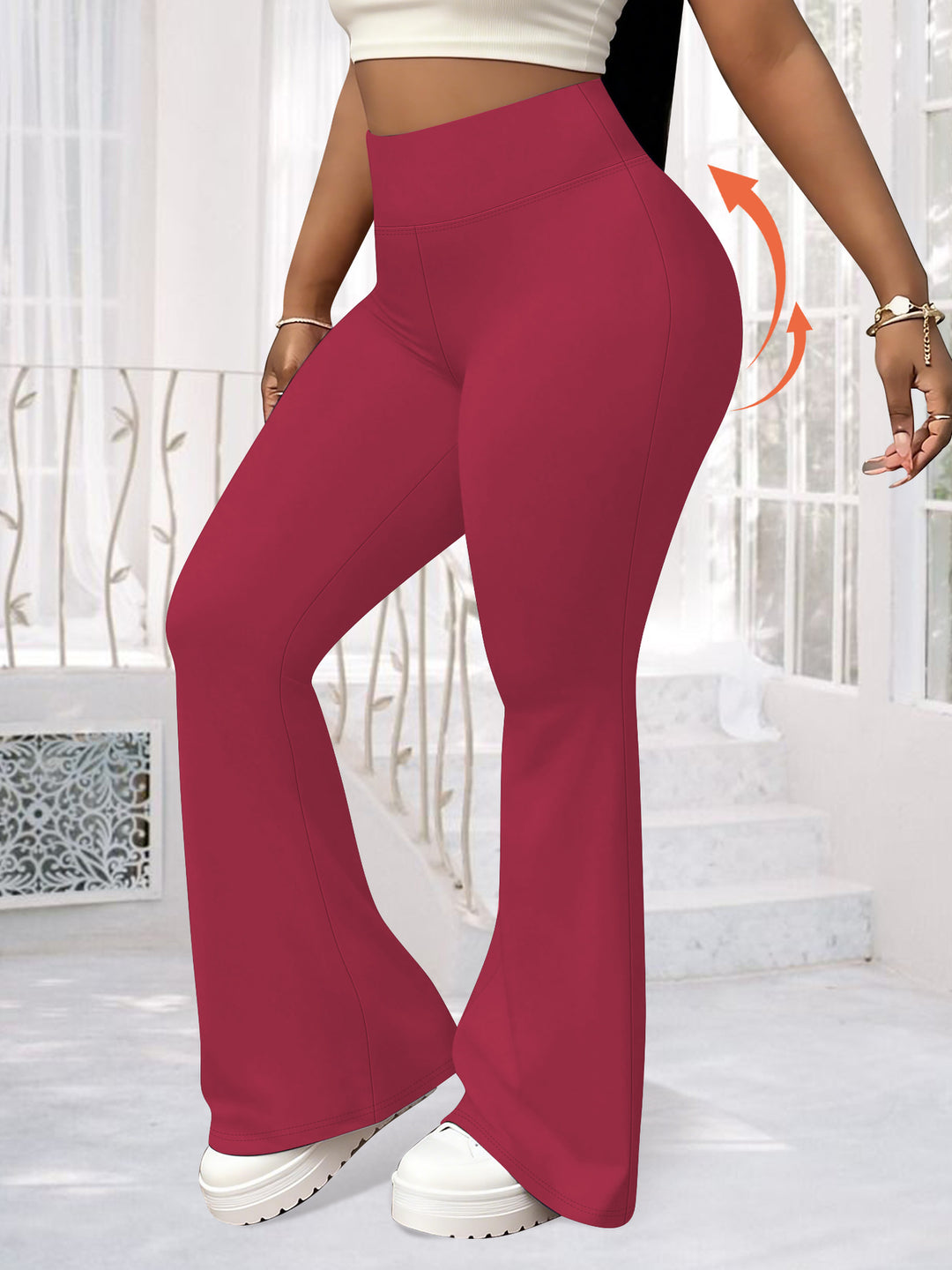 Damen Flare-Leggings mit hohem Bund, butterweichem Stretch und formender Hüftnaht echoarchiv-