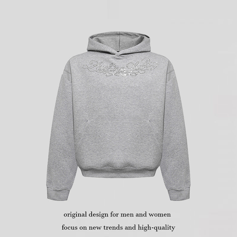 Damen Kapuzenpullover mit Schmuckstein‑Besatz und Kängurutasche Echoarchiv