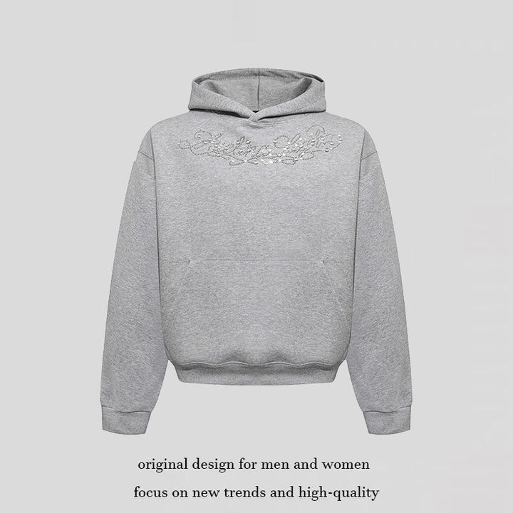 Damen Kapuzenpullover mit Schmuckstein‑Besatz und Kängurutasche Echoarchiv