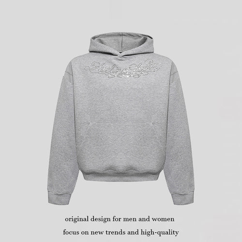 Damen Kapuzenpullover mit Schmuckstein‑Besatz und Kängurutasche Echoarchiv
