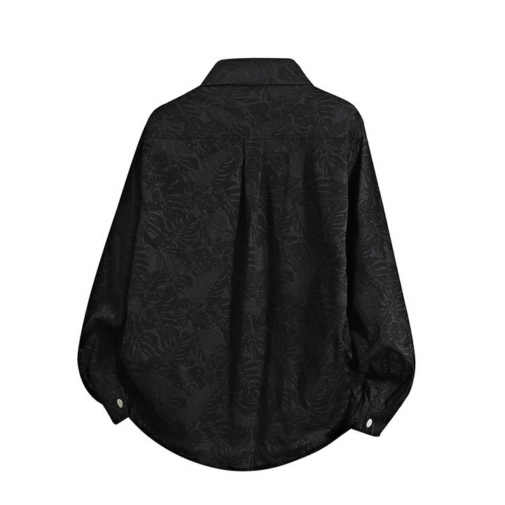Herren Leichte Overshirt‑Hemdjacke mit botanischem Allover‑Print, Druckknopffront & Brusttasche Echoarchiv