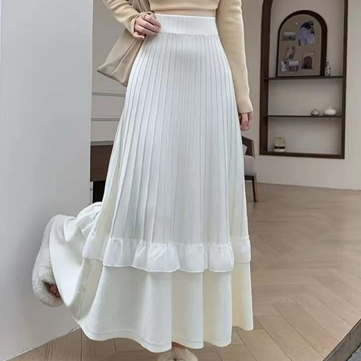 Damen Eleganter Maxi-Rock mit Volant und strukturiertem Design Echo Archiv