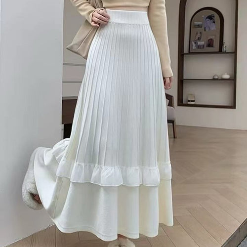 Damen Eleganter Maxi-Rock mit Volant und strukturiertem Design Echo Archiv