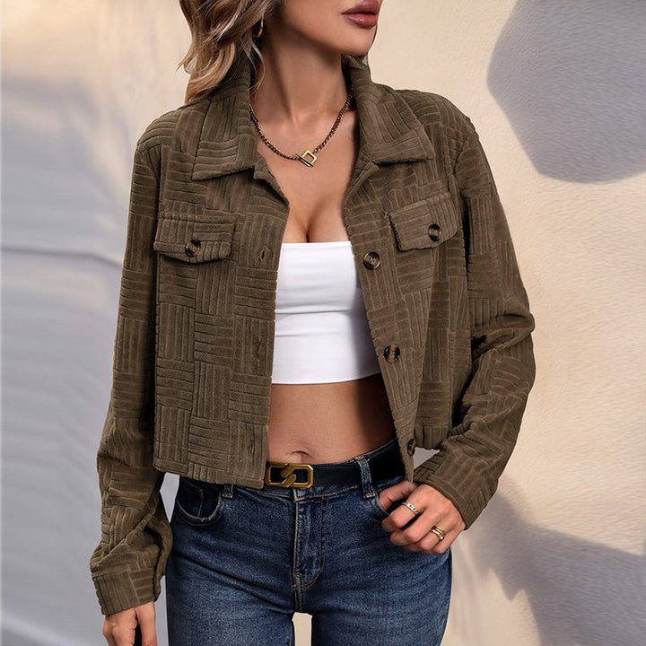 Damen Geprägte kurze Jacke Echo Archiv