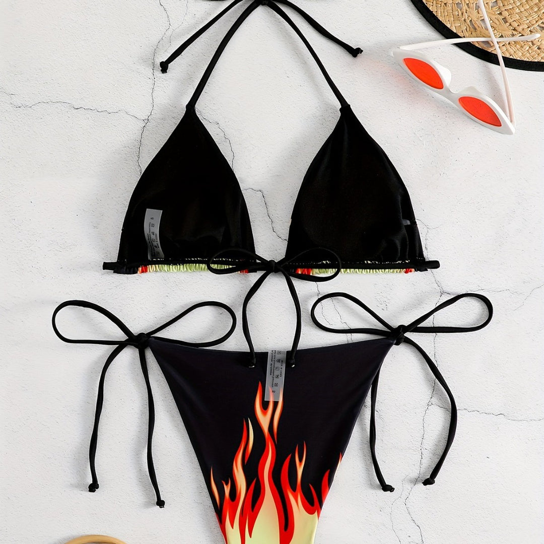 Damen Triangel-Bikini mit feurigem Motiv Echo Archiv